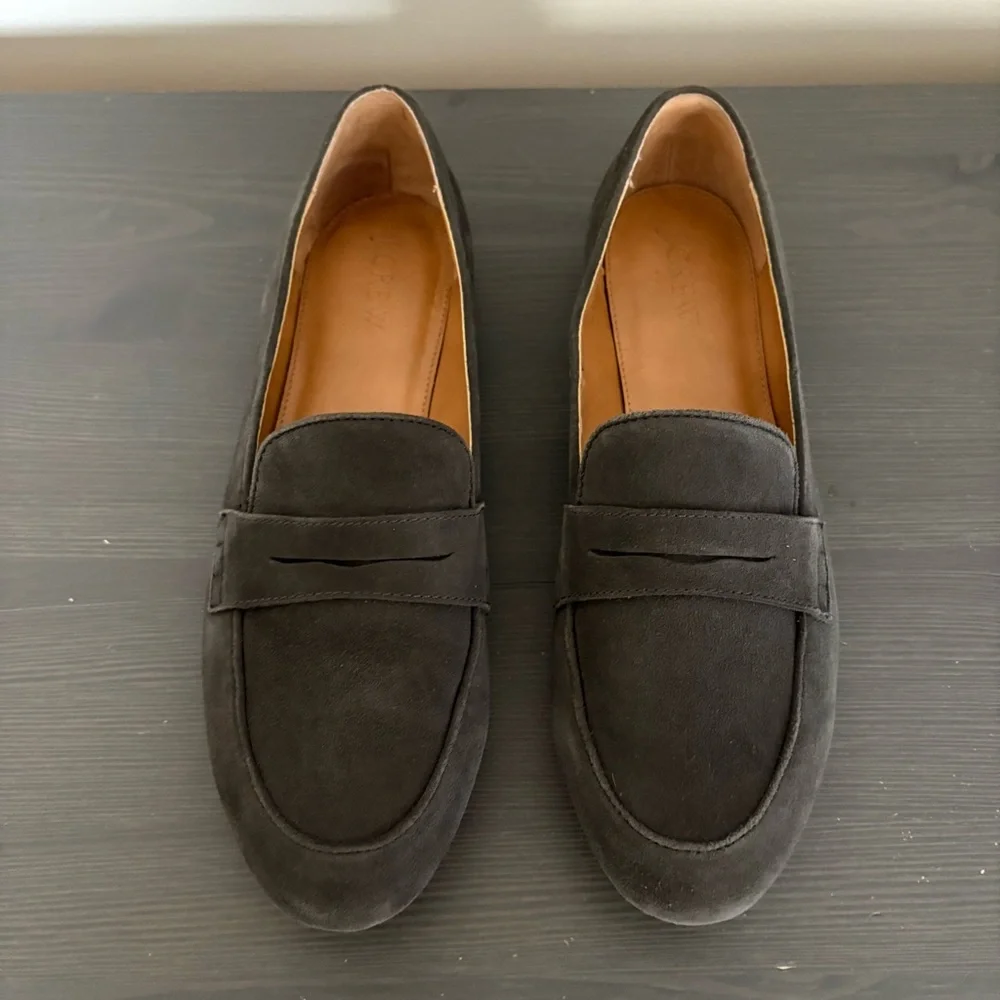 J Crew Factory‎ Suede Penny Loafers Slip On Dark Gray Flats 9.5